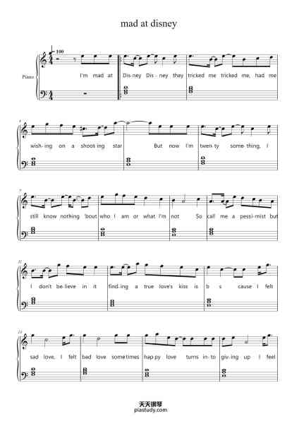 “mad at disney”钢琴谱-By Salem Ilese Davern
 - arr by John Herbert-免费下载-天天钢琴