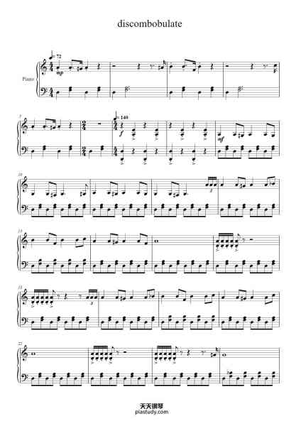 “discombobulate”钢琴谱-composed by Hans Zimmer-免费下载-天天钢琴