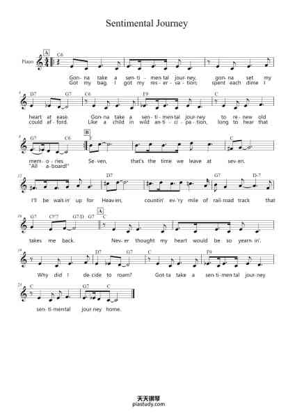 “Sentimental Journey”钢琴谱-Nud Green, Les Brown, Ben Homer-免费下载-天天钢琴