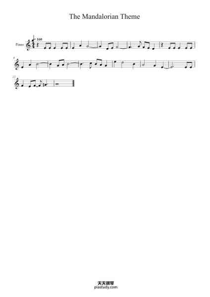 “The Mandalorian Theme”钢琴谱-Rebecca Foss-免费下载-天天钢琴
