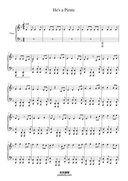 “He's a Pirate”钢琴谱-Arr. Nicholas Zammit-免费下载-天天钢琴