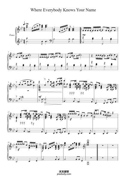 “Where Everybody Knows Your Name”钢琴谱-GARY PORTNOY-免费下载-天天钢琴