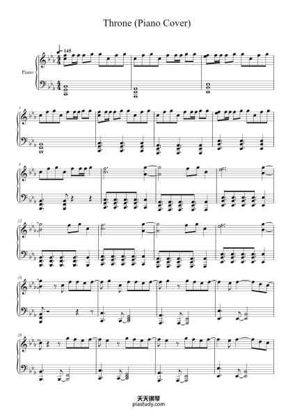 “Throne (Piano Cover)”钢琴谱-Arranged by
nxxstalgic
-免费下载-天天钢琴