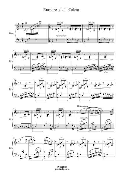 “Rumores de la Caleta (Malagueña), Op. 71, No. 6”钢琴谱-Isaac Albéniz (1860-1909)
Op. 71, No. 6-免费下载-天天钢琴