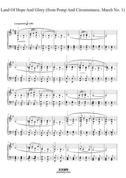 “Pomp and Circumstance March No. 1 in D Major, Op. 39”钢琴谱-Sir Edward Elgar-免费下载-天天钢琴
