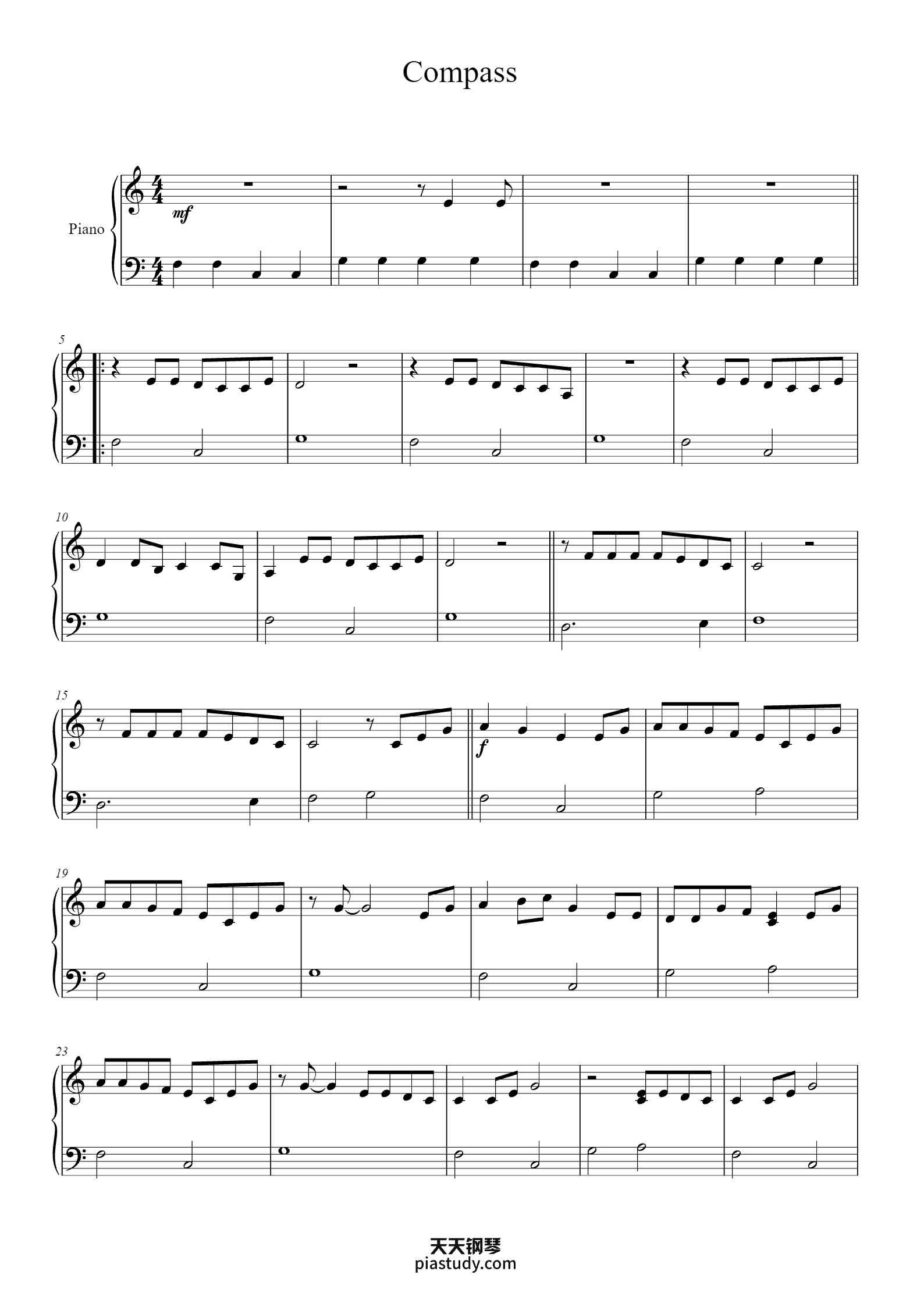 'Compass' - Piano Sheet Music By Lady Antebellum | TOPiano