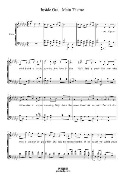 “Inside Out - Main Theme”钢琴谱--免费下载-天天钢琴