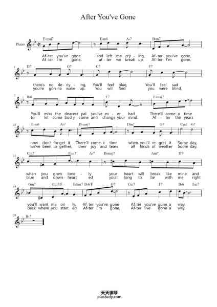 “After You've Gone”钢琴谱-Turner Layton-免费下载-天天钢琴
