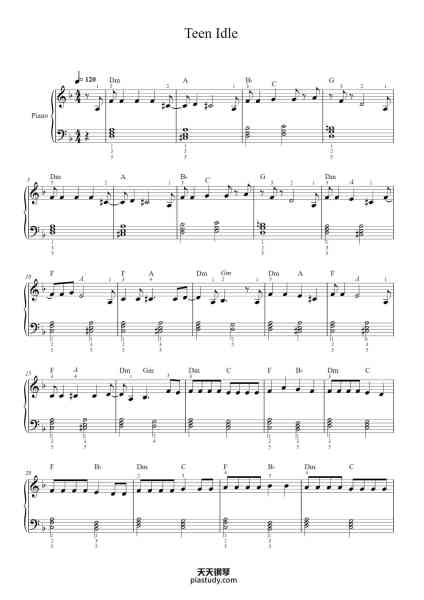 “Teen Idle”钢琴谱-arr. Verona-免费下载-天天钢琴
