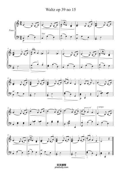 “Waltz in A-Flat Major, Op. 39, No. 15 "Easy"”钢琴谱-Johannes Brahms-免费下载-天天钢琴
