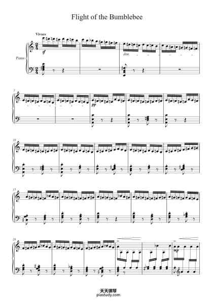 “Flight of the Bumblebee”钢琴谱-Rimsky Korsakov-免费下载-天天钢琴