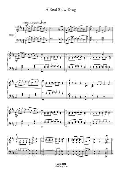 “A Real Slow Drag”钢琴谱-By SCOTT JOPLIN.-免费下载-天天钢琴