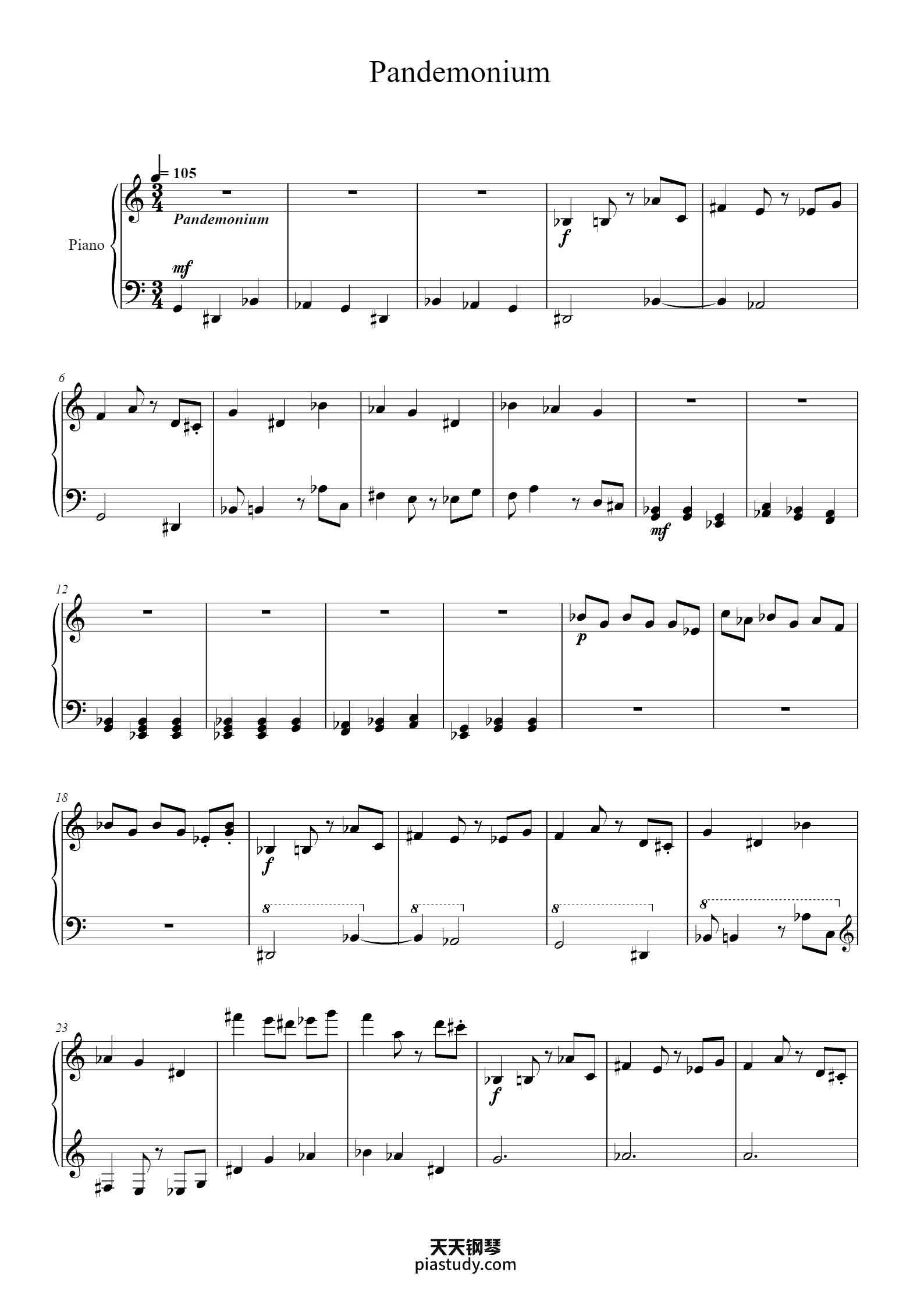 'Pandemonium' - Piano Sheet Music By G. Phillips | TOPiano