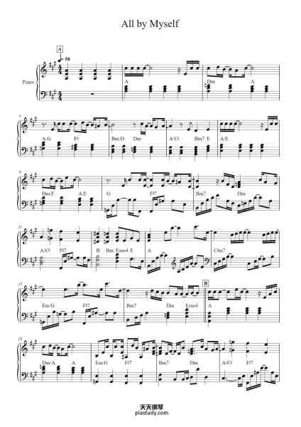 “All by Myself”钢琴谱-Eric Carmen-免费下载-天天钢琴