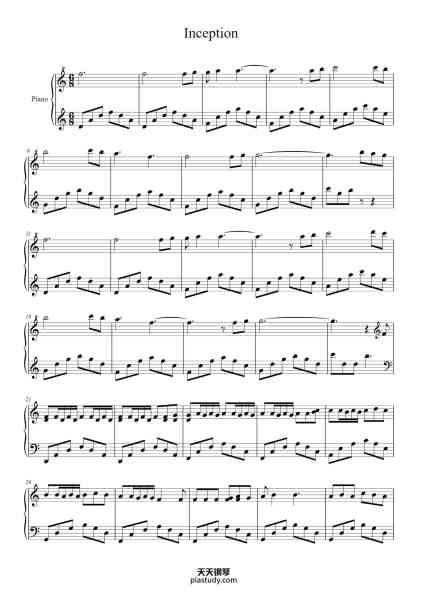 “Inception”钢琴谱-Michael Ortega-免费下载-天天钢琴