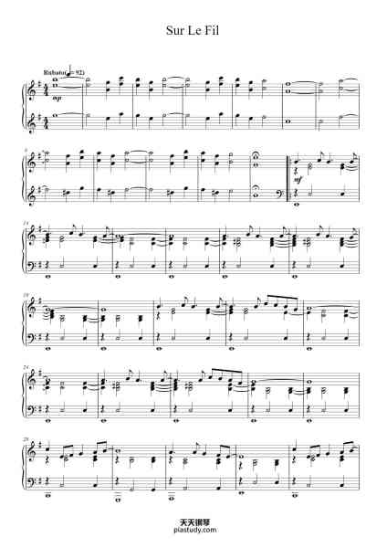 “Sur Le Fil”钢琴谱-By YANN TIERSEN-免费下载-天天钢琴