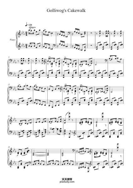 “Golliwog's Cakewalk”钢琴谱-Claude Debussy-免费下载-天天钢琴