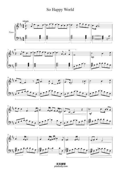 “So Happy World”钢琴谱-Shoji Meguro
Arr. Gabriel Santiago
-免费下载-天天钢琴
