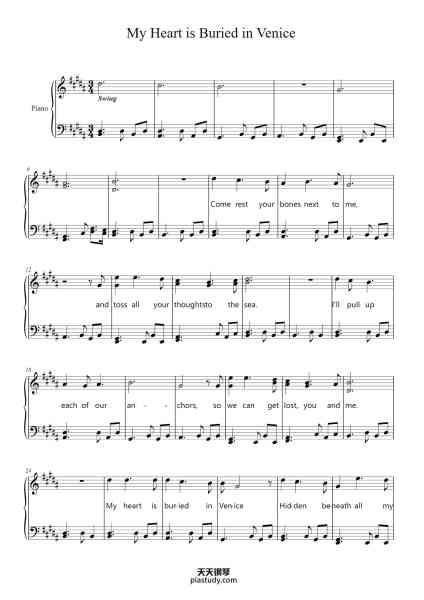 “My Heart is Buried in Venice”钢琴谱-Composer: Ricky Montgomery Arrangement: Splashy-免费下载-天天钢琴