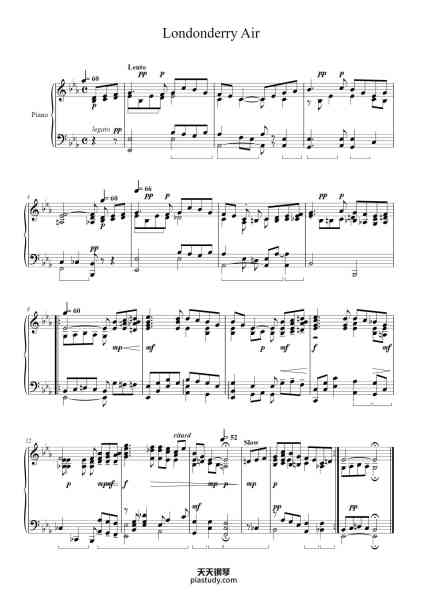 “Londonderry Air”钢琴谱- -免费下载-天天钢琴