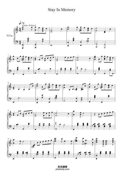 “Stay In Memory”钢琴谱-Yiruma-免费下载-天天钢琴