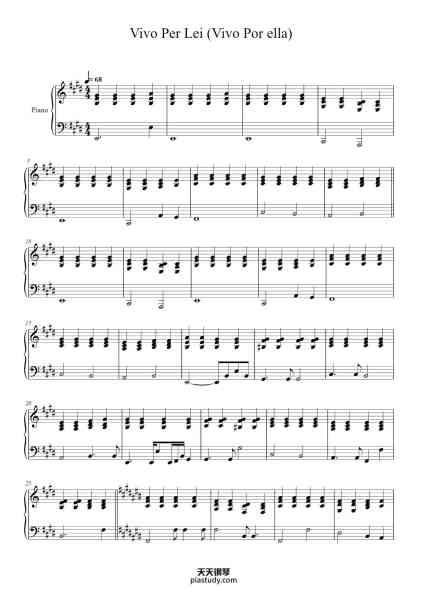 “Vivo Per Lei (Vivo Por ella)”钢琴谱-Valerio Zelli, Mauro Mengali-免费下载-天天钢琴