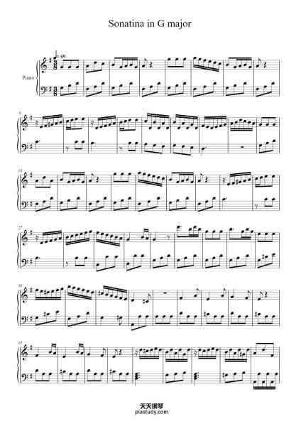 “Sonatina in G Major”钢琴谱-Muzio Clementi (1752-1832)-免费下载-天天钢琴