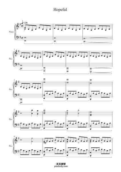 “Hopeful”钢琴谱-Arranged by Gabriel Lage-免费下载-天天钢琴