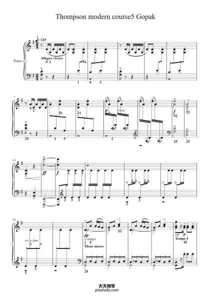 “Thompson modern course5 Gopak”钢琴谱-John Thompson·-免费下载-天天钢琴
