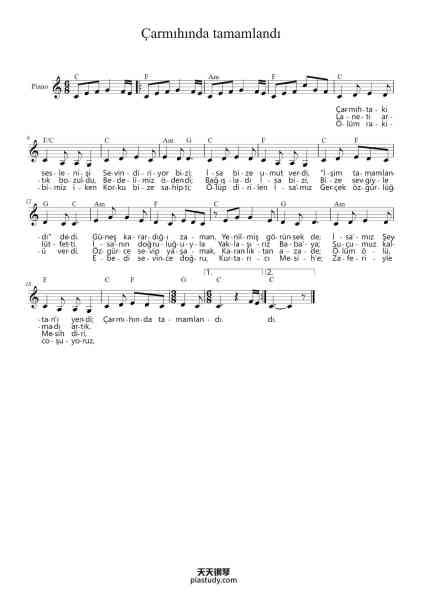 “Çarmıhında tamamlandı”钢琴谱-Jonny Robinson, Rich Thompson, Nigel Hendroff-免费下载-天天钢琴