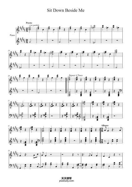 “Sit Down Beside Me”钢琴谱-Patrick Watson-免费下载-天天钢琴