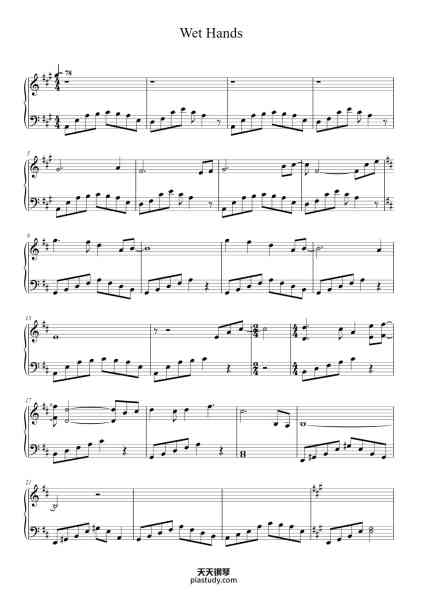 “Wet Hands”钢琴谱-C418
Arr. Jacob Hanson-免费下载-天天钢琴