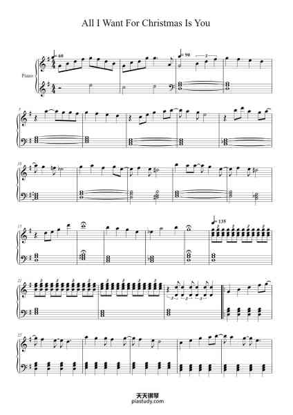 “All I Want For Christmas Is You”钢琴谱-Mariah Carey-免费下载-天天钢琴