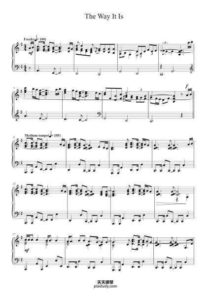 “The Way It Is”钢琴谱-Words and Music by
BRUCE HORNSBY-免费下载-天天钢琴