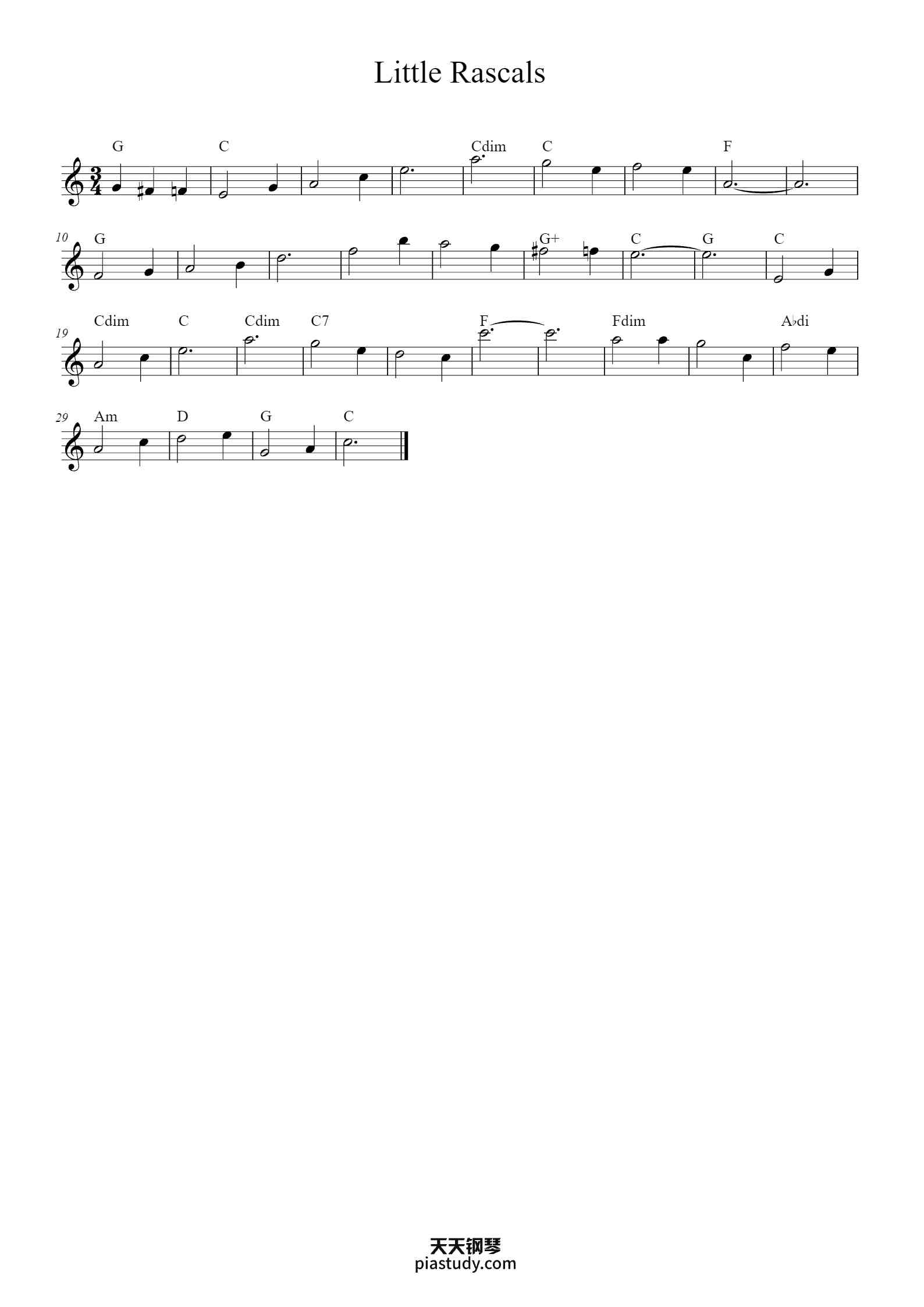 Little Rascal Toshifumi 'Little Rascals' - Piano Sheet Music By W−31 | TOPiano