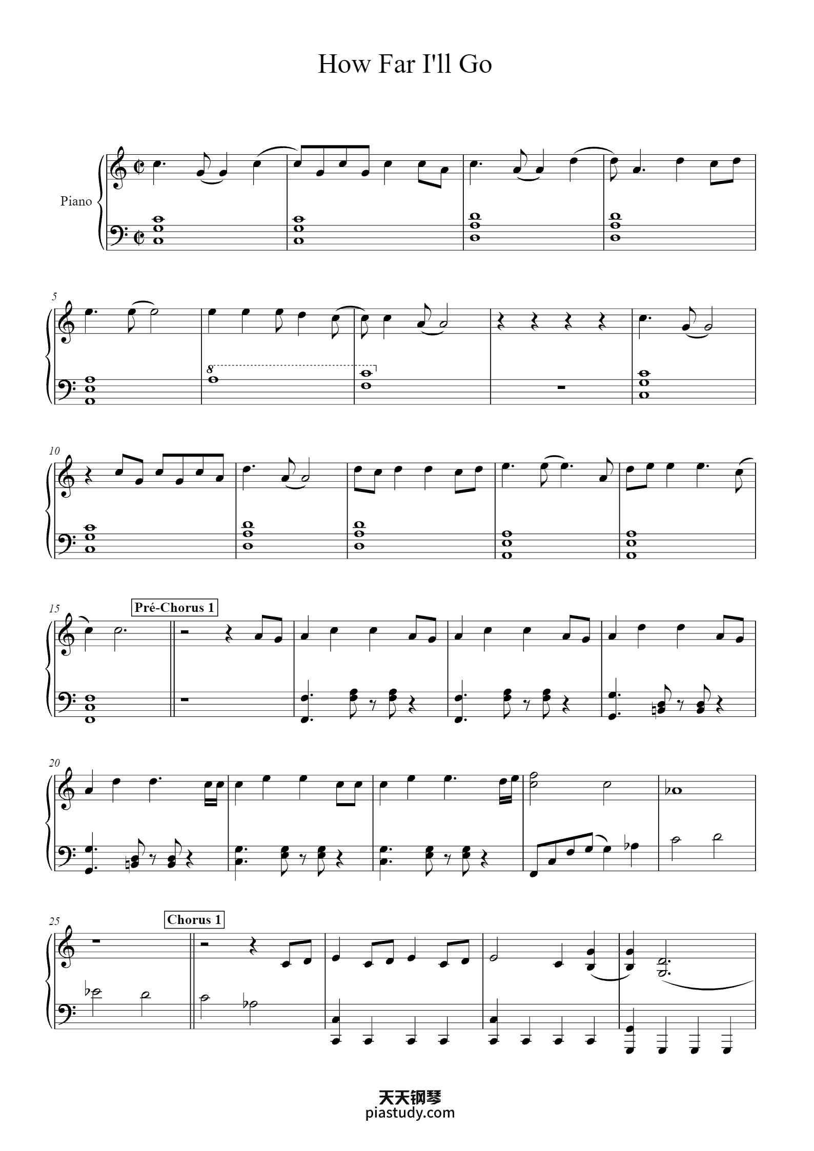 How Far I'll Go钢琴谱 - Lin-Manuel Miranda - free piano sheet music ...