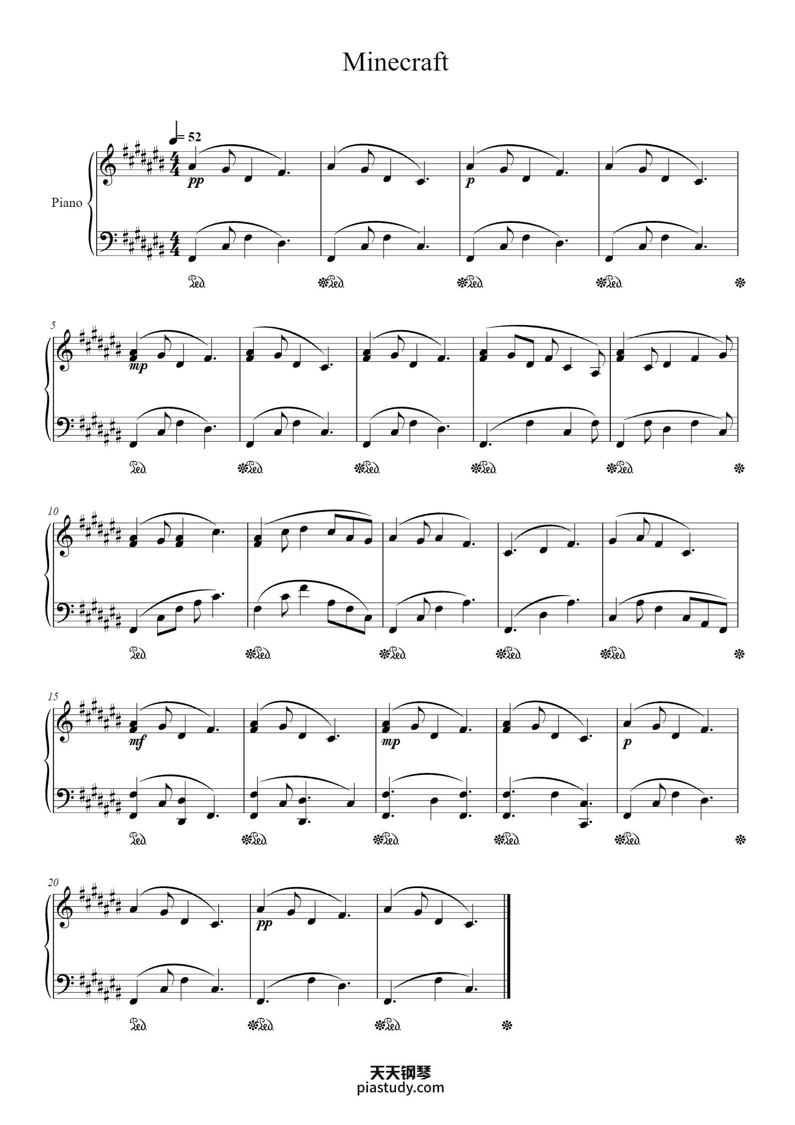 【Minecraft】我的世界BGM C418-Minecraft钢琴谱 - C418 - free piano sheet music ...