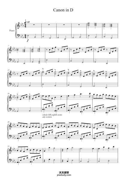 “Canon in D Major, Pachelbel's Canon”钢琴谱-Johann Pachelbel-免费下载-天天钢琴