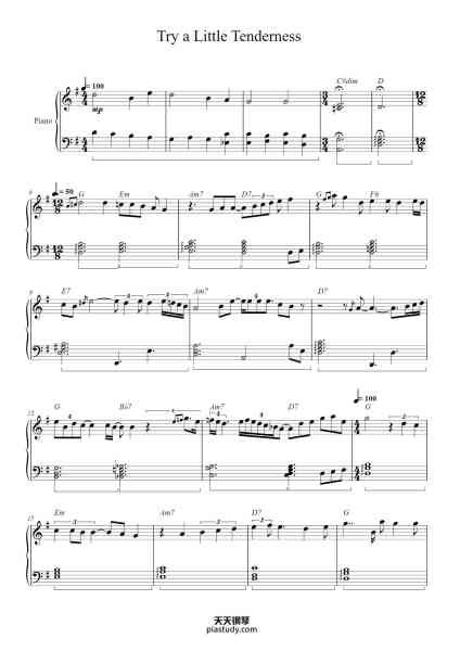 “Try a Little Tenderness”钢琴谱-Arranged by Jaiden Gream-免费下载-天天钢琴