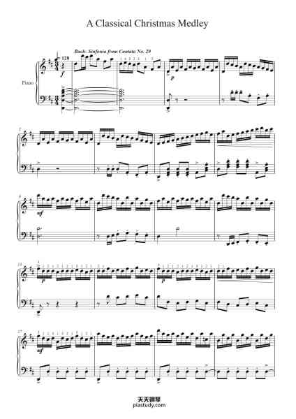 “A Classical Christmas Medley with Bach and Rachmaninoff”钢琴谱-Arranged by Michael Meier-免费下载-天天钢琴