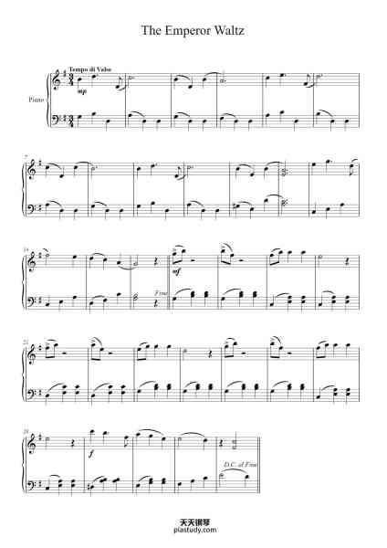 “The Emperor Waltz”钢琴谱-Johann Strauss-免费下载-天天钢琴