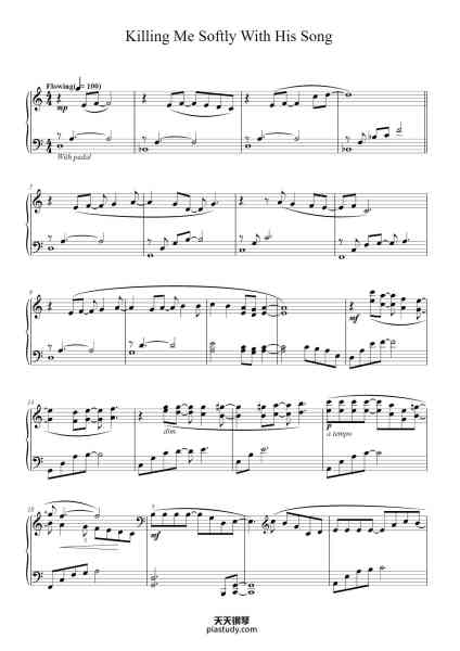 “Killing Me Softly With His Song”钢琴谱-Words by NORMAN GIMBEL
Music by CHARLES FOX
Arranged by Phillip Keveren-免费下载-天天钢琴