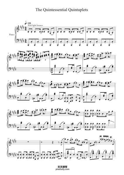 “The Quintessential Quintuplets - Main Theme”钢琴谱-Miki Sakurai-免费下载-天天钢琴