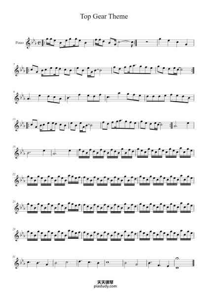 “Top Gear Theme”钢琴谱-Barry Leitch & Hiroyuki Masuno-免费下载-天天钢琴