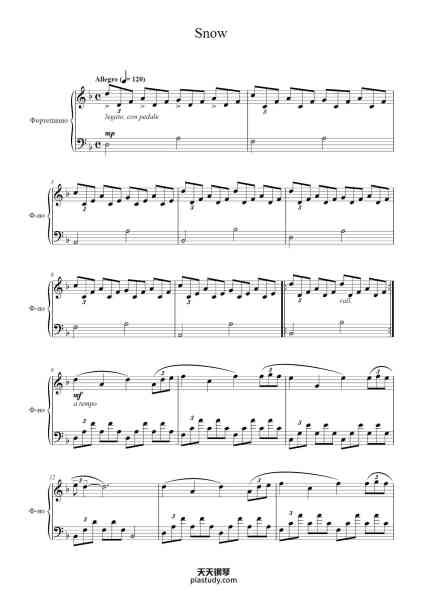 “Snow”钢琴谱-Fabrizio Paterlini-免费下载-天天钢琴
