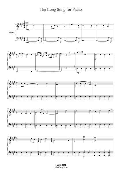 “The Long Song for Piano”钢琴谱-Glalis Kimmie-免费下载-天天钢琴