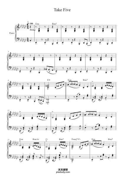 “Take Five”钢琴谱-Transcribed by
Alice Llosas
-免费下载-天天钢琴