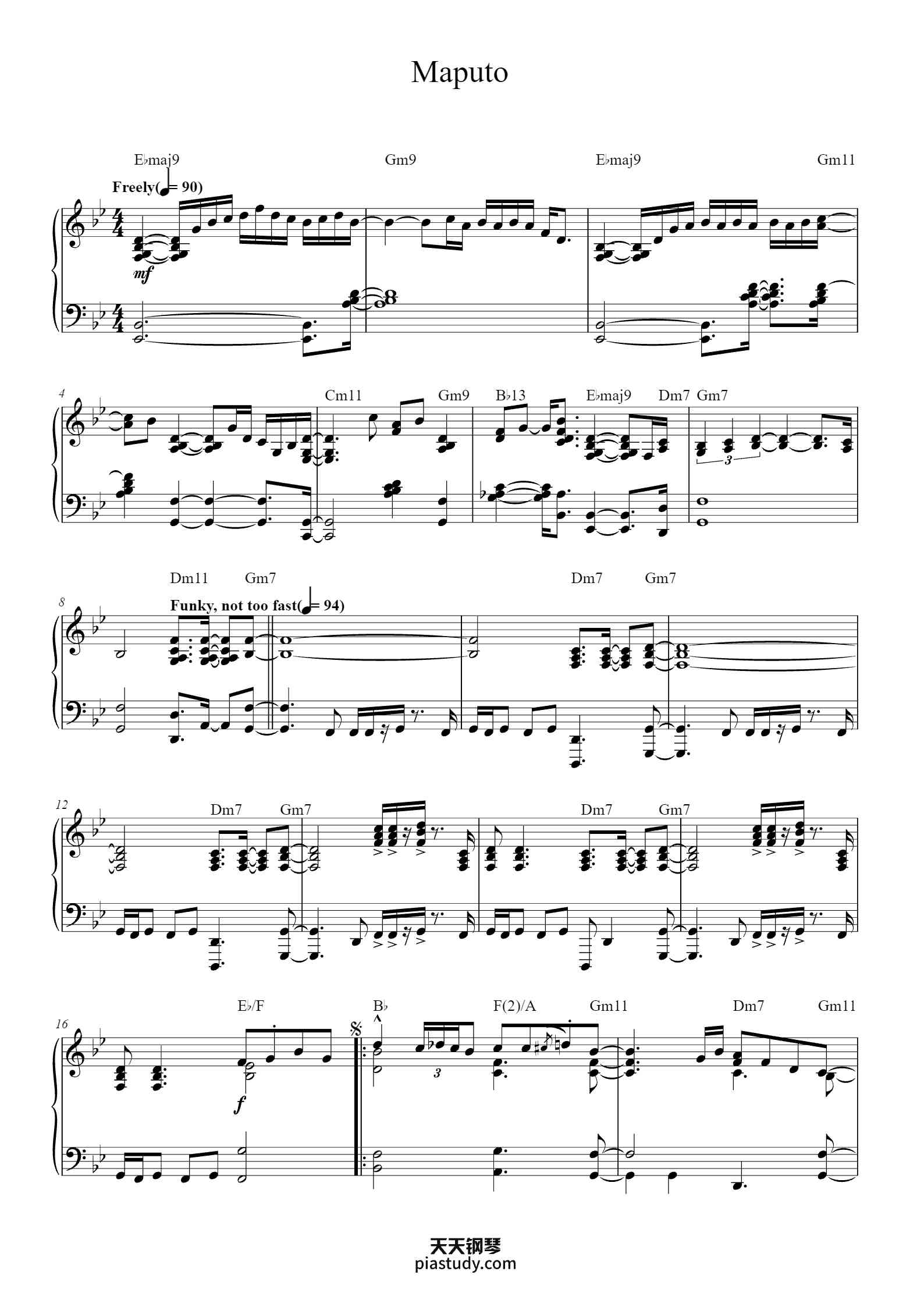 'Maputo' - Piano Sheet Music By By MARCUS MILLER | TOPiano