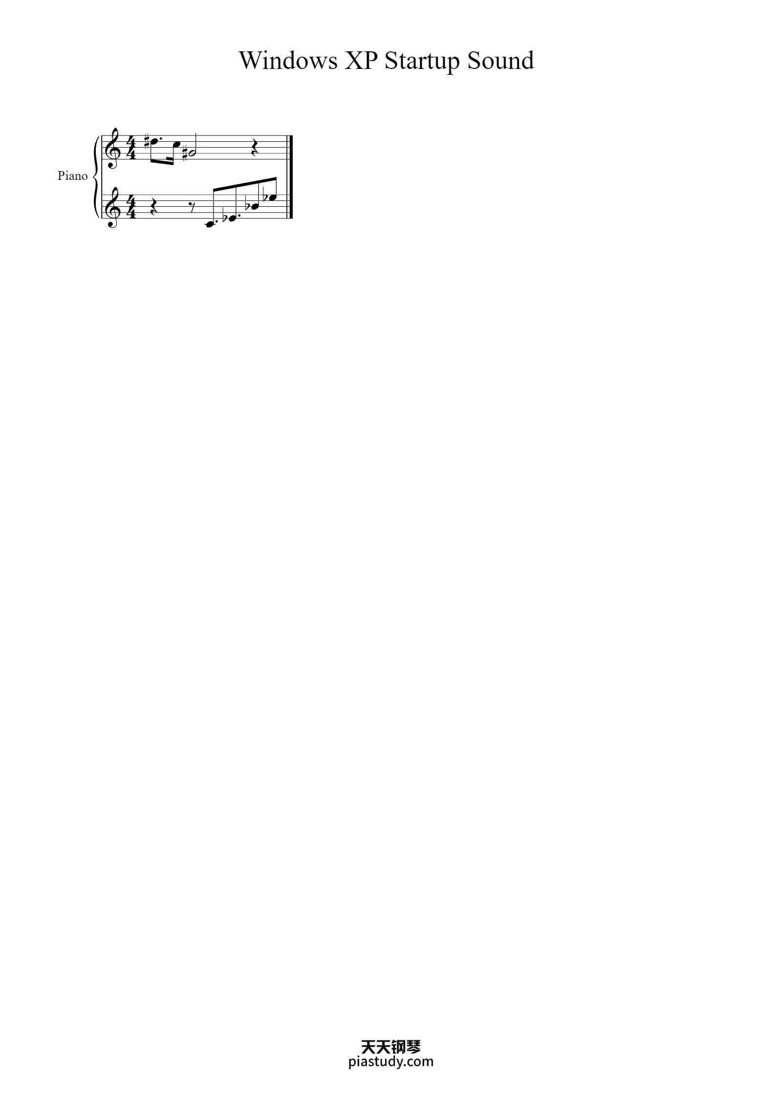'Windows XP Startup Sound' - Beginner Piano Sheet Music by Windows xp ...