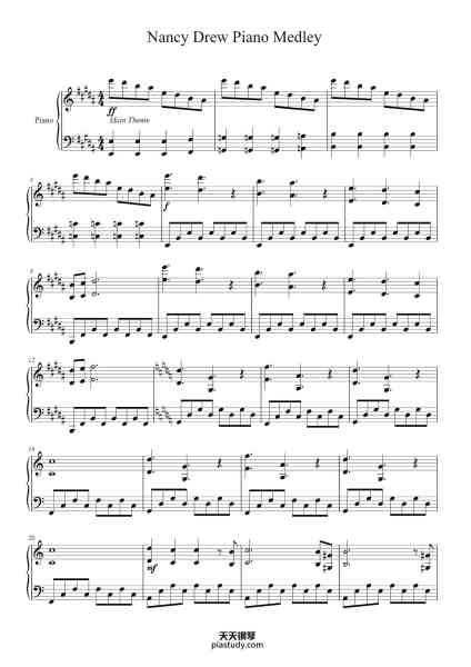 “Nancy Drew Piano Medley (Complete)”钢琴谱-Jeaned Canholt-免费下载-天天钢琴